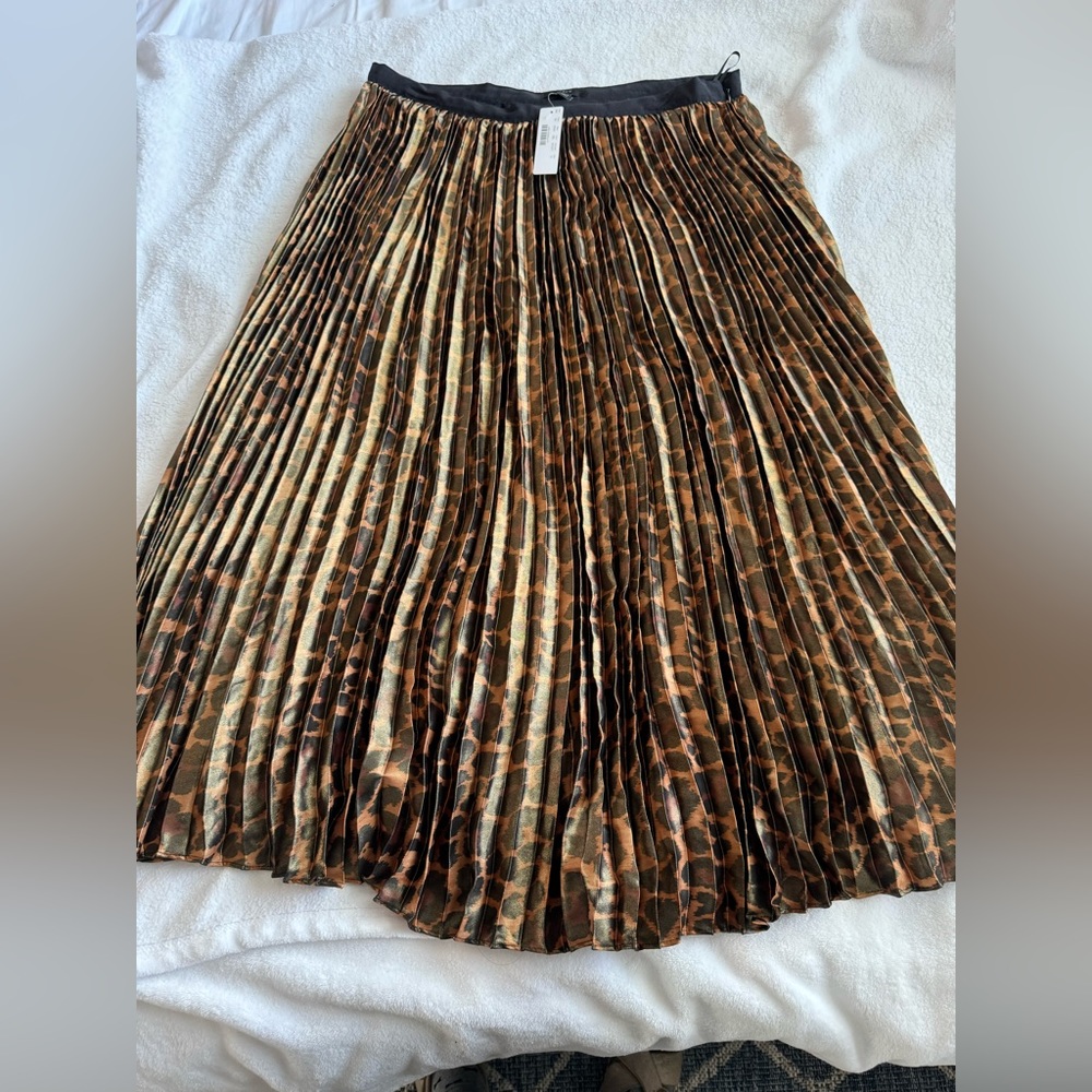 J.Crew Leopard Print Accordion Pleated Skirt, sz 14, NWT